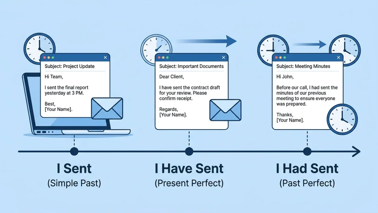 I sent vs I have sent vs I had sent email