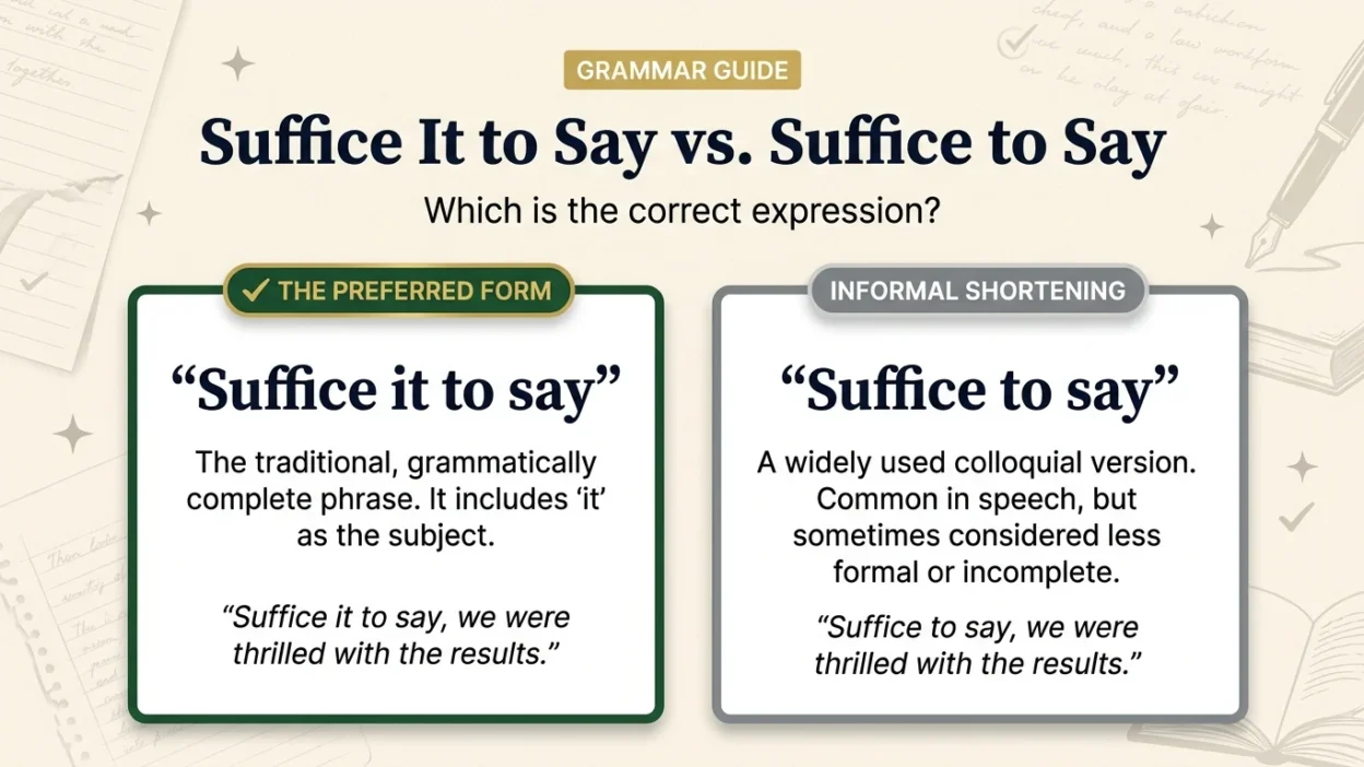 suffice it to say vs suffice to say